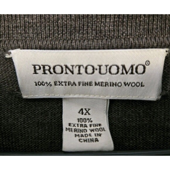 Pronto Uomo Polo Shirt Mens 4XL Brown Merino Wool Preppy Designer Casual Comfort - Picture 4 of 8